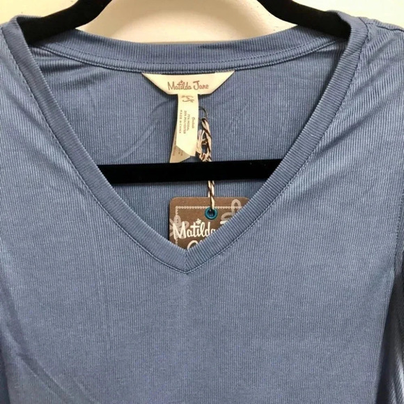 Matilda Jane Far Away Flutter Sleeve Blue-Gray Midi Sheath Dress Size Small NWT - Picture 6 of 16